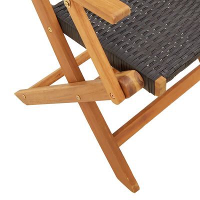 vidaXL Tuinstoelen 2 st massief acaciahout en poly rattan zwart