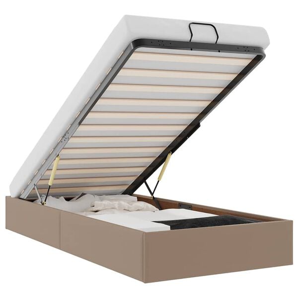 vidaXL Bedframe zonder matras 90x200 cm kunstleer cappuccinokleurig