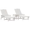 vidaXL Tuin Lounge Meubels 3 pcs Wit 38 x 38 x 46cm Polyetheen