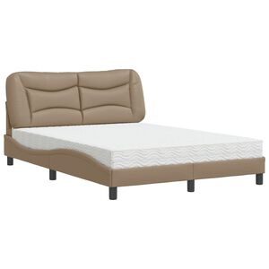 vidaXL Bed met matras "Hvar" kunstleer cappuccinokleurig 140x190 cm