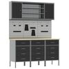vidaXL Werk kast met lade met slot 7 st Zwart Engineered hout en staal