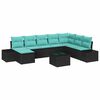 vidaXL Tuin Sofa Set 8 st Zwart en Turquoise poly rattan