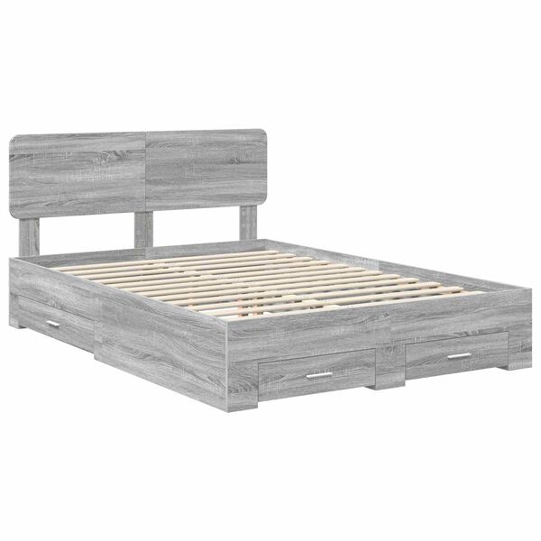 vidaXL Bedframe met hoofdeinde Grijs Sonoma 140 x 190 cm Bewerkt hout