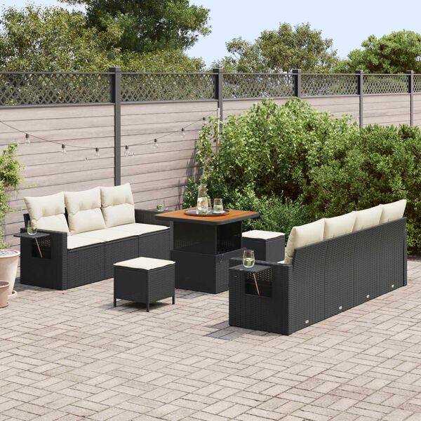 vidaXL Tuin Sofa Set 10 pcs Zwart poly rattan