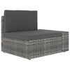 vidaXL 6-delige Loungeset met kussens poly rattan grijs