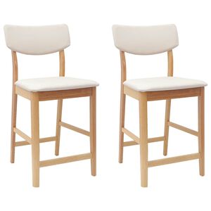 vidaXL Eettafelstoelen 2 st Massief Rubberhout Naturel 48 x 49 x 95 cm