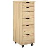 vidaXL Rolling Kast 34 x 39 x 93,5 cm Massief Vurenhout Bruin
