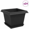 vidaXL Plantenpotten 24 pcs Zwart 23 x 23 x 17,5 cm Kunststof