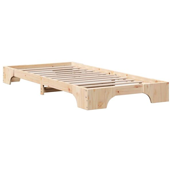 vidaXL Bedframe Naturel 75 x 190 cm Massief grenenhout