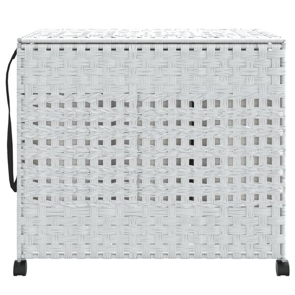 vidaXL Wasmand op wielen 66x35x60 cm rattan wit