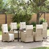 vidaXL Tuin eettafelset met kussen 7 pcs Beige poly rattan