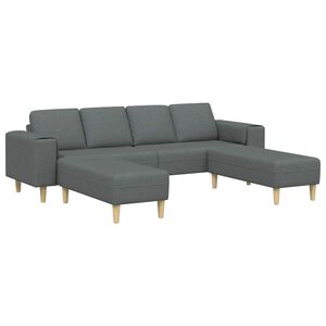 vidaXL Woonkamer Bank 3 st Donkergrijs Polyester