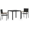 vidaXL Tuin eettafelset 3 pcs Zwart poly rattan