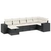 vidaXL 7-delige Loungeset met kussens poly rattan zwart