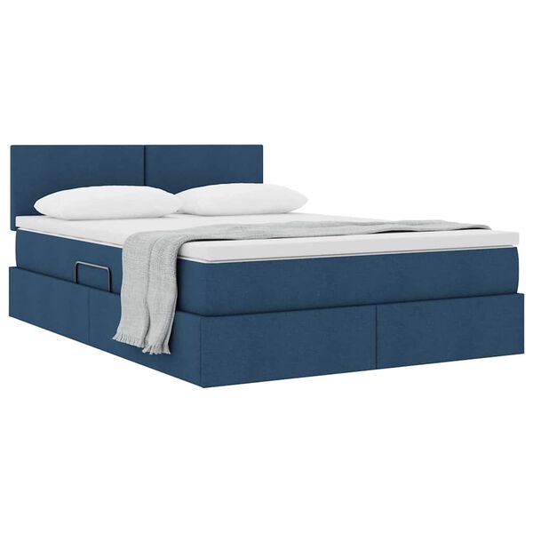 vidaXL Opbergbed met matras met matras Blauw 140 x 190 cm Bewerkt hout