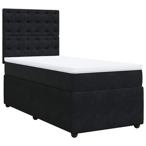 vidaXL Boxspring met matras fluweel zwart 80x200 cm