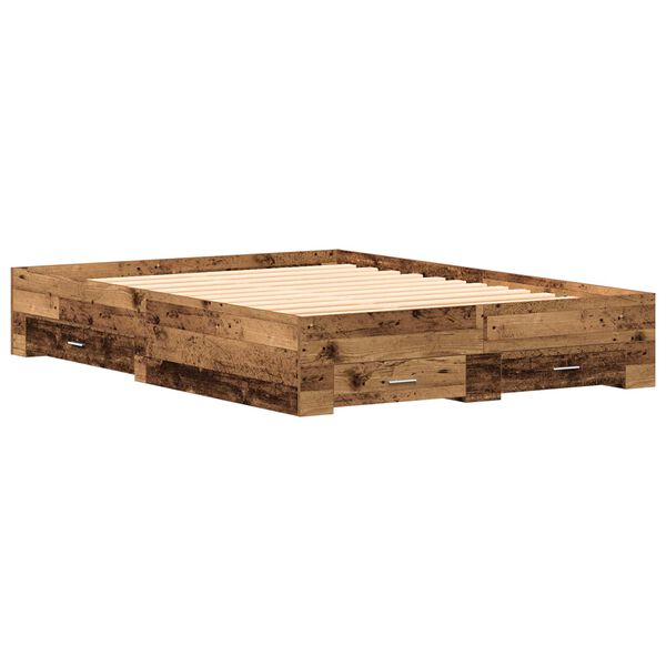 vidaXL Bedframe met lade met opslag Oud Hout 160 x 200 cm Bewerkt hout