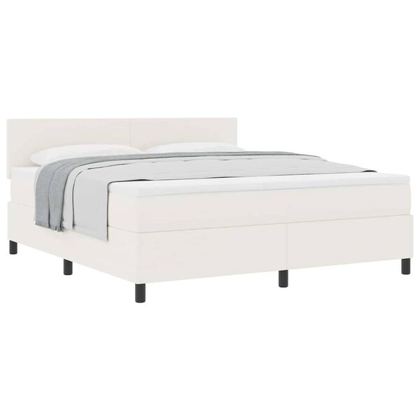 vidaXL Boxspring bed Cr&egrave;me en Wit 203 x 180 x 88 cm Katoenen stof