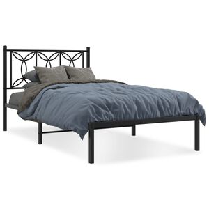 vidaXL Bedframe met hoofdbord metaal zwart 100x200 cm