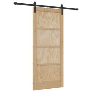 vidaXL Schuifdeur 86 x 198,5 cm Massief grenenhout Naturel en Zwart