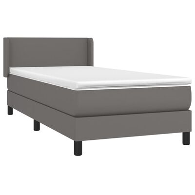 vidaXL Boxspring met matras kunstleer grijs 90x190 cm