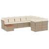 vidaXL 10-delige Loungeset met kussens poly rattan beige