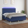 vidaXL Boxspring met matras en LED stof blauw 180x200 cm