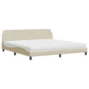 vidaXL Bed met matras "Dover" stof cr&egrave;mekleurig 200x200 cm