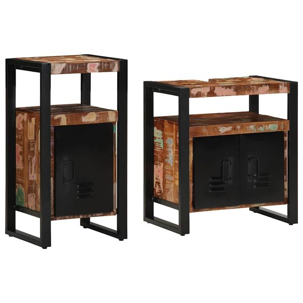 vidaXL Badkamermeubelset met plank 2 pcs Bruin Massief gerecycled hout