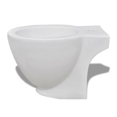 vidaXL Toilet- en bidetset keramiek wit