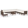 vidaXL 12-delige Loungeset met kussens poly rattan bruin