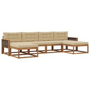 vidaXL Buiten bankenset 6 st Natuurlijk en Beige