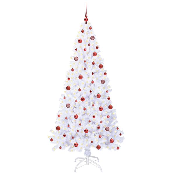 vidaXL Kunstkerstboom met 300 LED Wit 210 cm PVC en staal