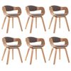 vidaXL Eetkamerstoelen 6 st gebogen hout en stof taupe