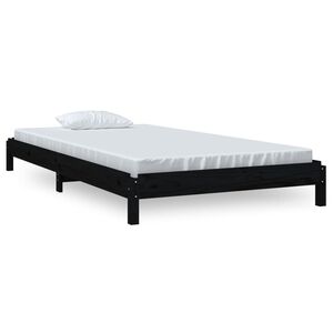 vidaXL Bed stapelbaar 90x200 cm massief grenenhout zwart