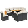 vidaXL 9-delige Loungeset met kussens poly rattan zwart