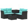 vidaXL Bankstel 6 st Zwart en Blauw 55 x 55 x 37 cm