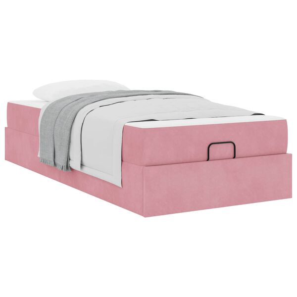 vidaXL Bedframe met matras met matras 2 pcs Roze Fluweel