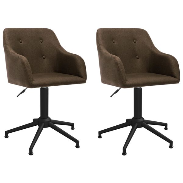 vidaXL Eetkamerstoelen draaibaar 2 st stof donkerbruin