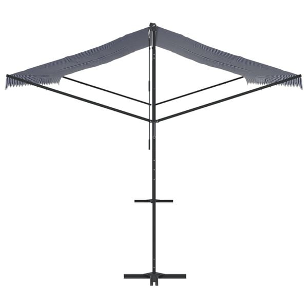 vidaXL Luifel vrijstaand 600x300 cm stof en staal blauw en wit