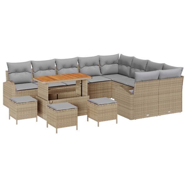 vidaXL Tuin Sofa Set met kussen met opslag 13 pcs Beige en Licht Grijs