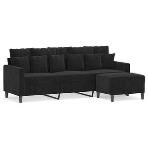 vidaXL Driezitsbank met voetenbank 180 cm fluweel zwart