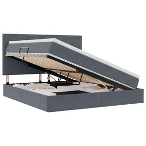 vidaXL Opbergbed met LED met matras Donkergrijs 160 x 200 cm Fluweel