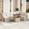 vidaXL Tuin Sofa Set met kussen met opslag 9 pcs Beige Poly riet