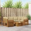 vidaXL Sofa-Sets 7 pcs Natuurlijk en Beige Massief Acaciahout