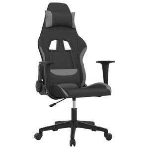 vidaXL Massage gamestoel stof zwart en lichtgrijs