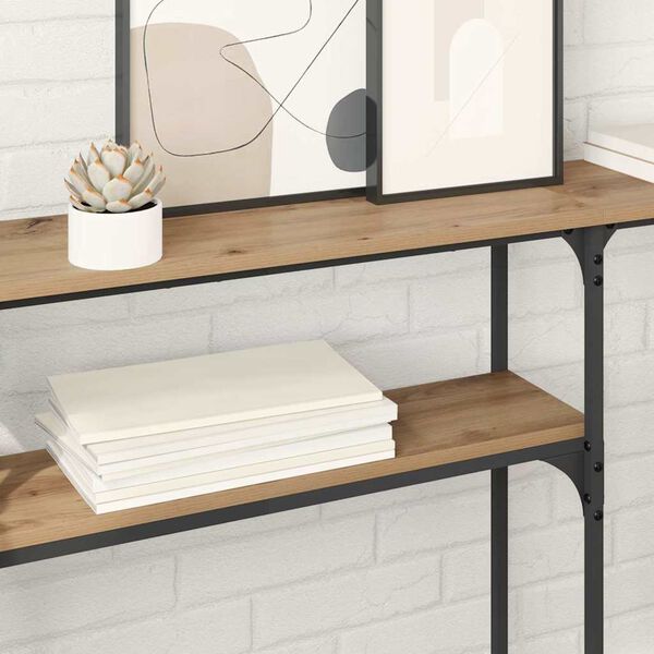 vidaXL Consoletafel Artisan Eiken 145 x 22,5 x 75 cm Bewerkt hout