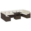 vidaXL Tuin Sofa Set met kussen 11 pcs Bruin en cr&egrave;me 100 x 55 x 73 cm