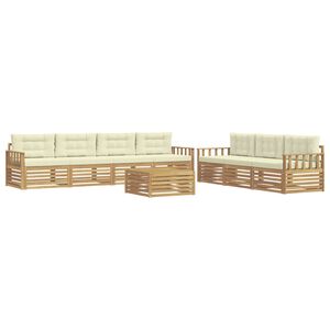 vidaXL Buiten bankenset 8 st Wit en cr&egrave;mekleurig Polyester