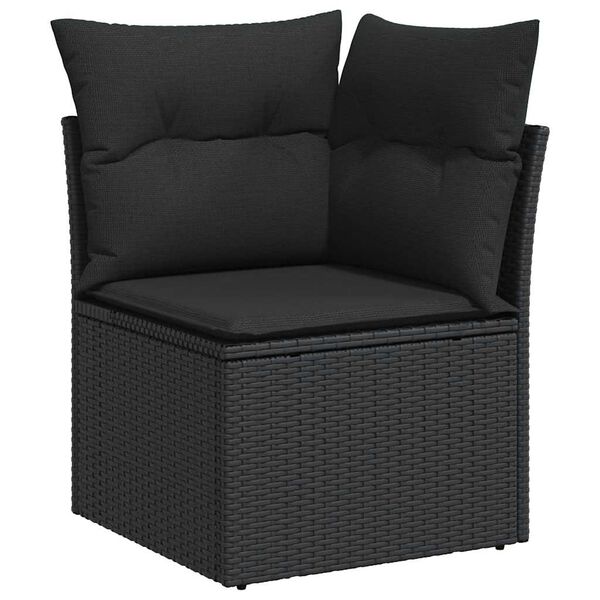 vidaXL 9-delige Loungeset met kussens poly rattan acacia zwart
